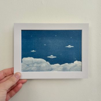 Hand Printed Cyanotype - Cottonwool Clouds - 7" x 5"