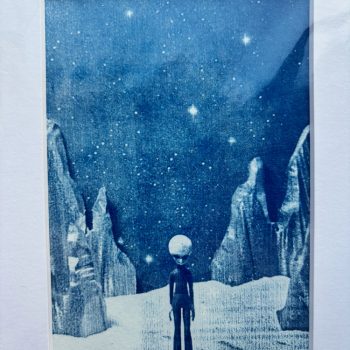 Hand Printed Cyanotype - The Visit - 6" x 4"