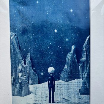 Hand Printed Cyanotype - 7" x 5" - The Visit II